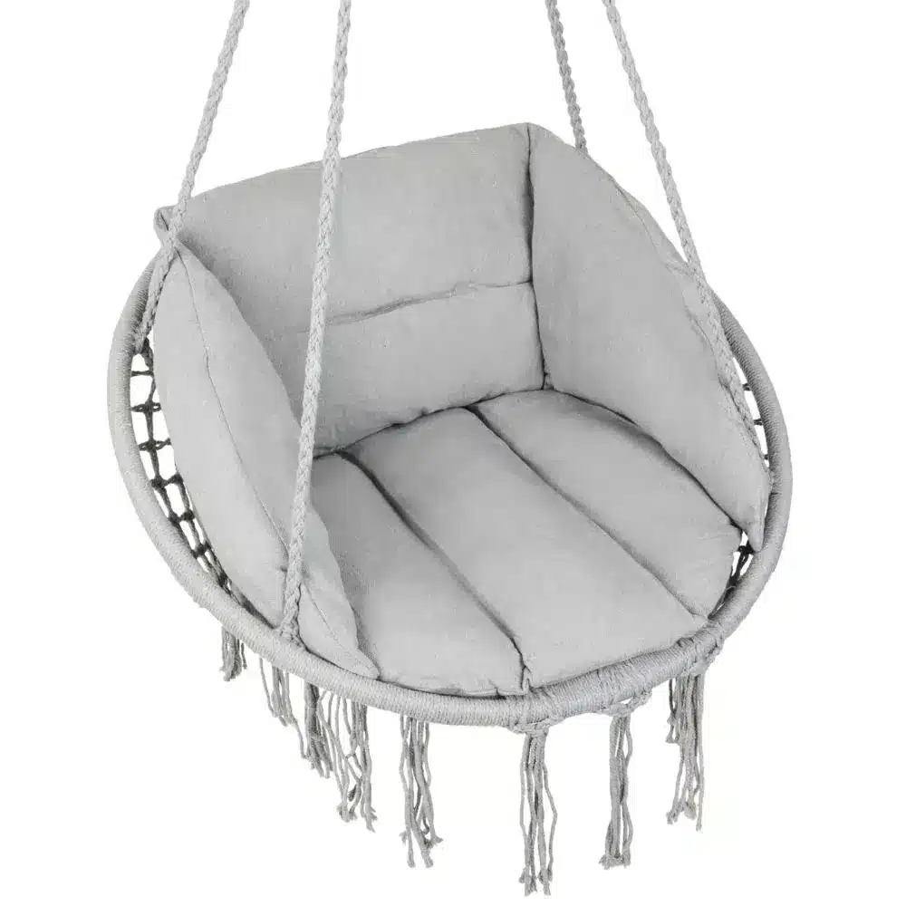 Fotel Wiszący Huśtawka Bocianie Gniazdo BOHO Szary + 2x Poduszka - obrazek 2