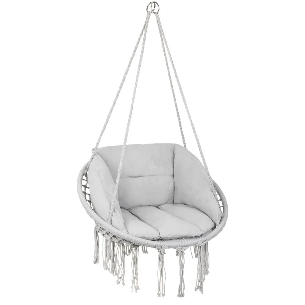 Fotel Wiszący Huśtawka Bocianie Gniazdo BOHO Szary + 2x Poduszka - obrazek 5