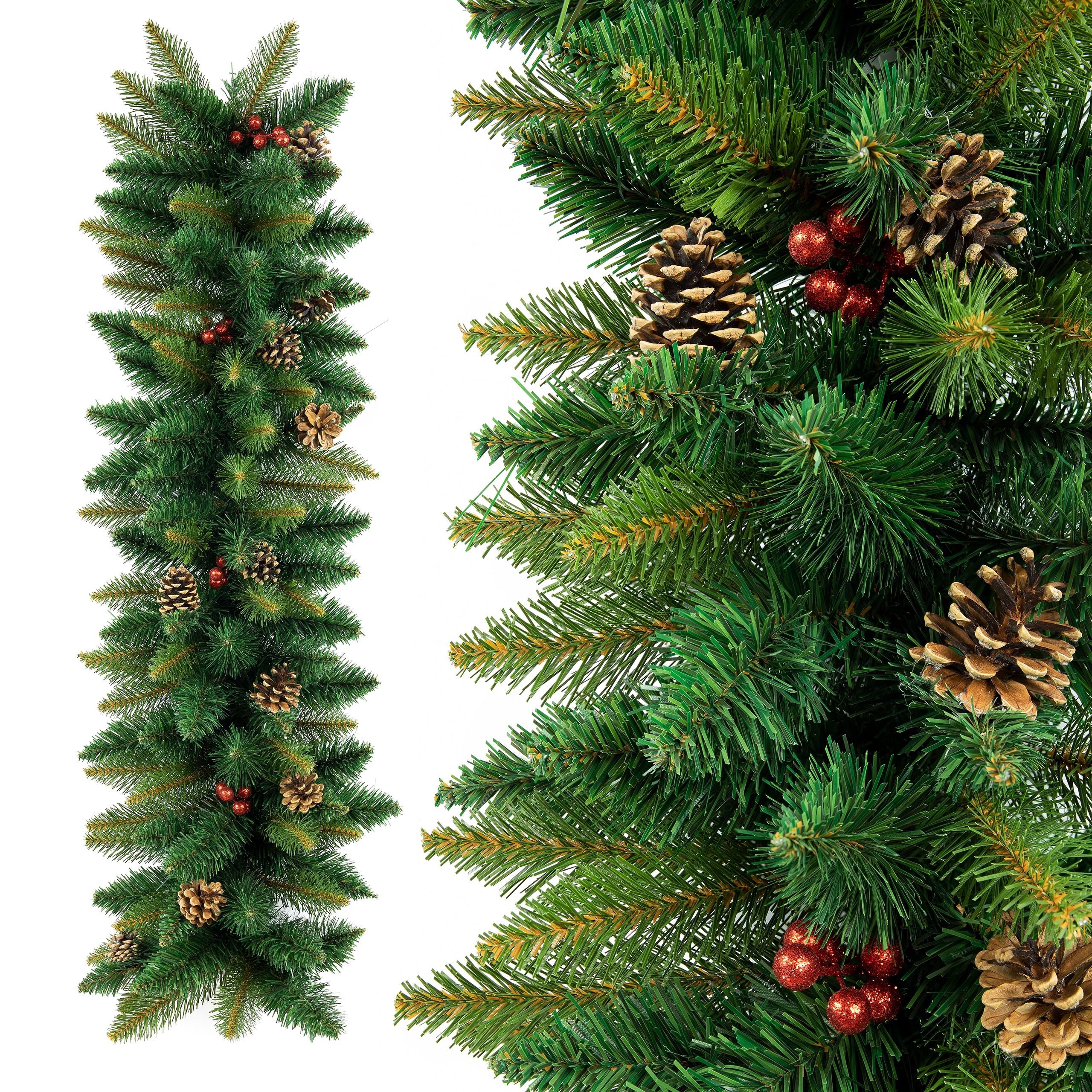 Girlanda Sztuczna Świerk PVC Jarzębina Szyszka 100cm