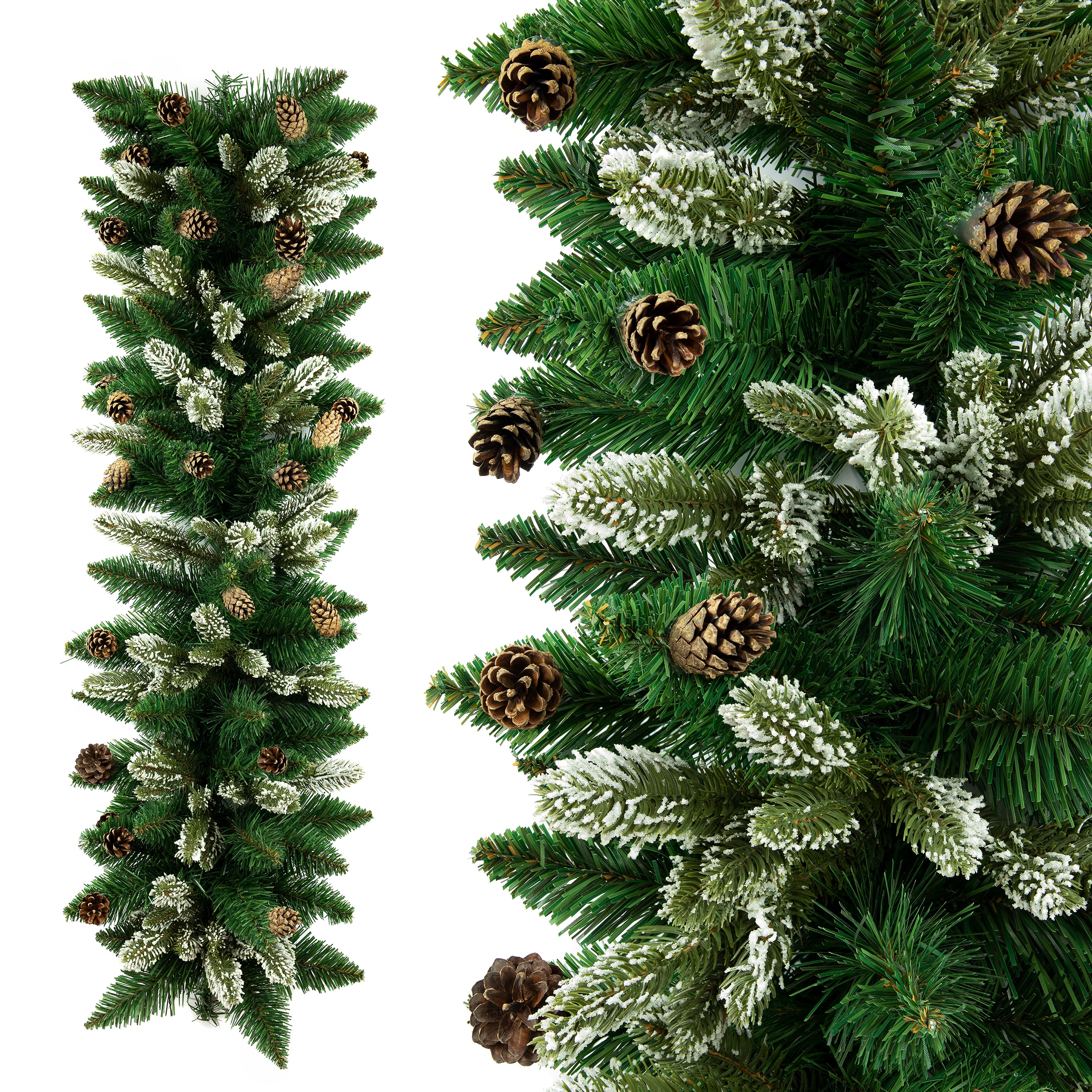 Girlanda Sztuczna Świerk PVC Oszronione Gałązki Szyszka Premium 100cm