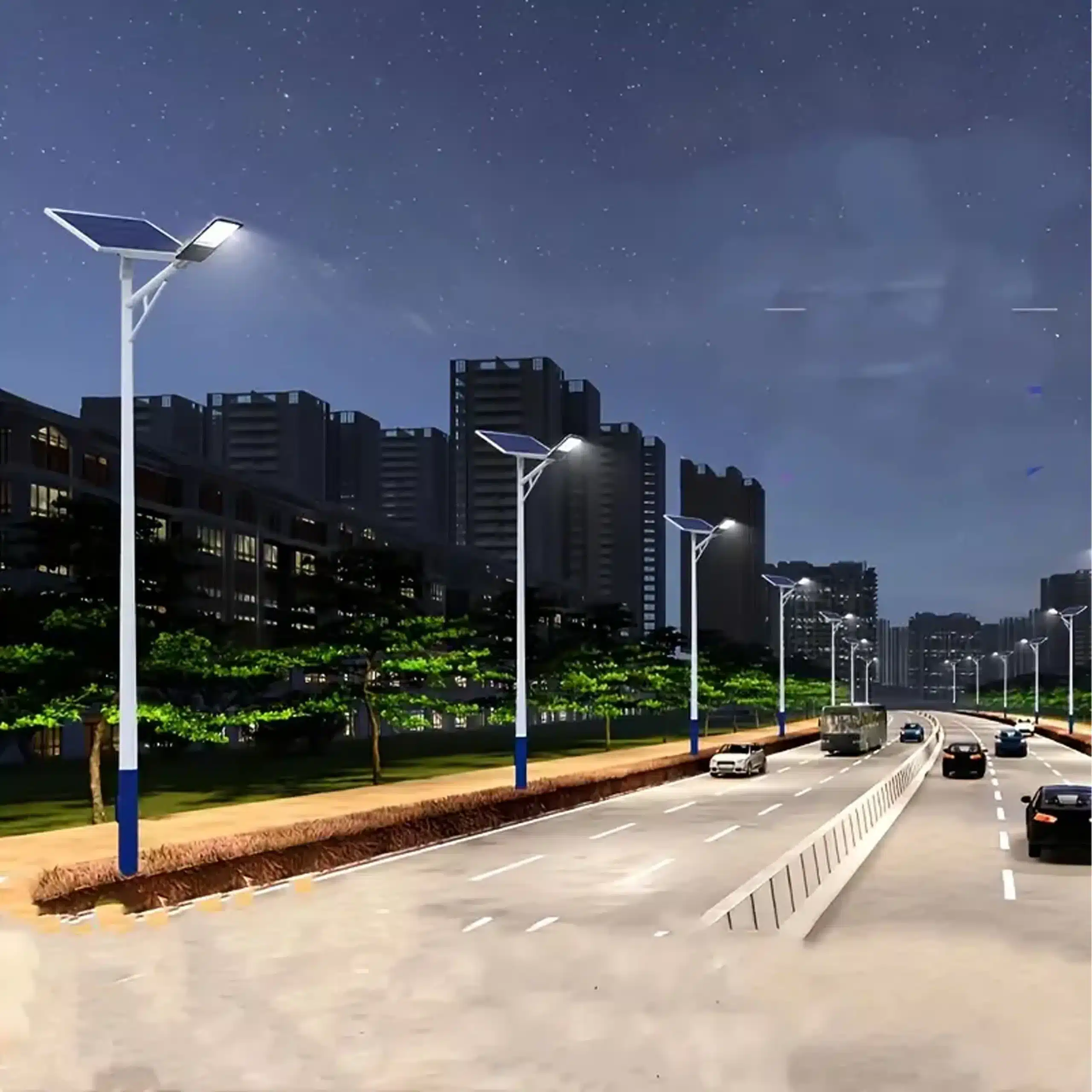 Lampa Solarna Uliczna Latarnia z Czujnikiem Zmierzchu Pilot IP67 50W 100LED - obrazek 3