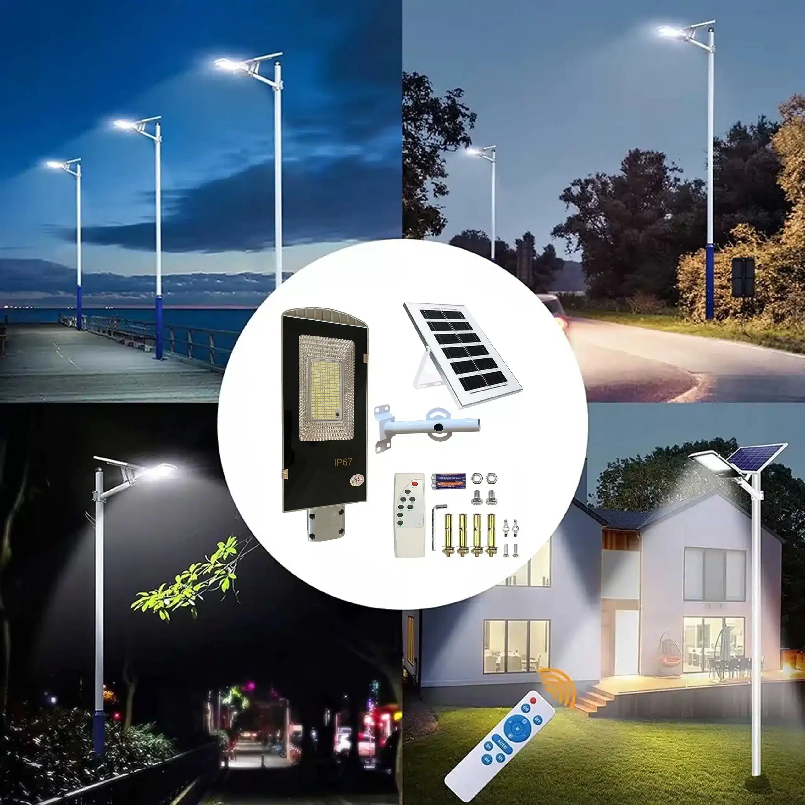 Lampa Solarna Uliczna Latarnia z Czujnikiem Zmierzchu Pilot IP67 50W 100LED - obrazek 5