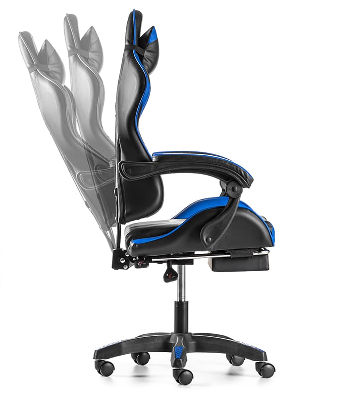 Fotel Gamingowy Obrotowy Regulowany Dla Gracza Czarno-Niebieski - obrazek 4