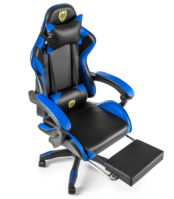 Fotel Gamingowy Obrotowy Regulowany Dla Gracza Czarno-Niebieski - obrazek 3