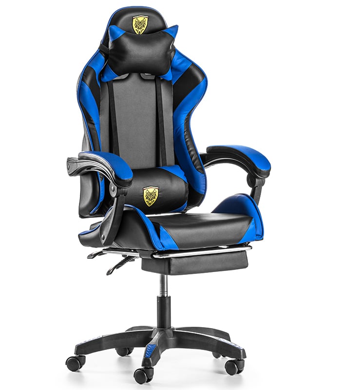 Fotel Gamingowy Obrotowy Regulowany Dla Gracza Czarno-Niebieski - obrazek 2