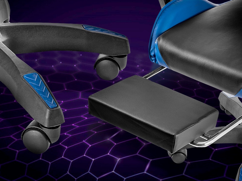 Fotel Gamingowy Obrotowy Regulowany Dla Gracza Czarno-Niebieski - obrazek 8