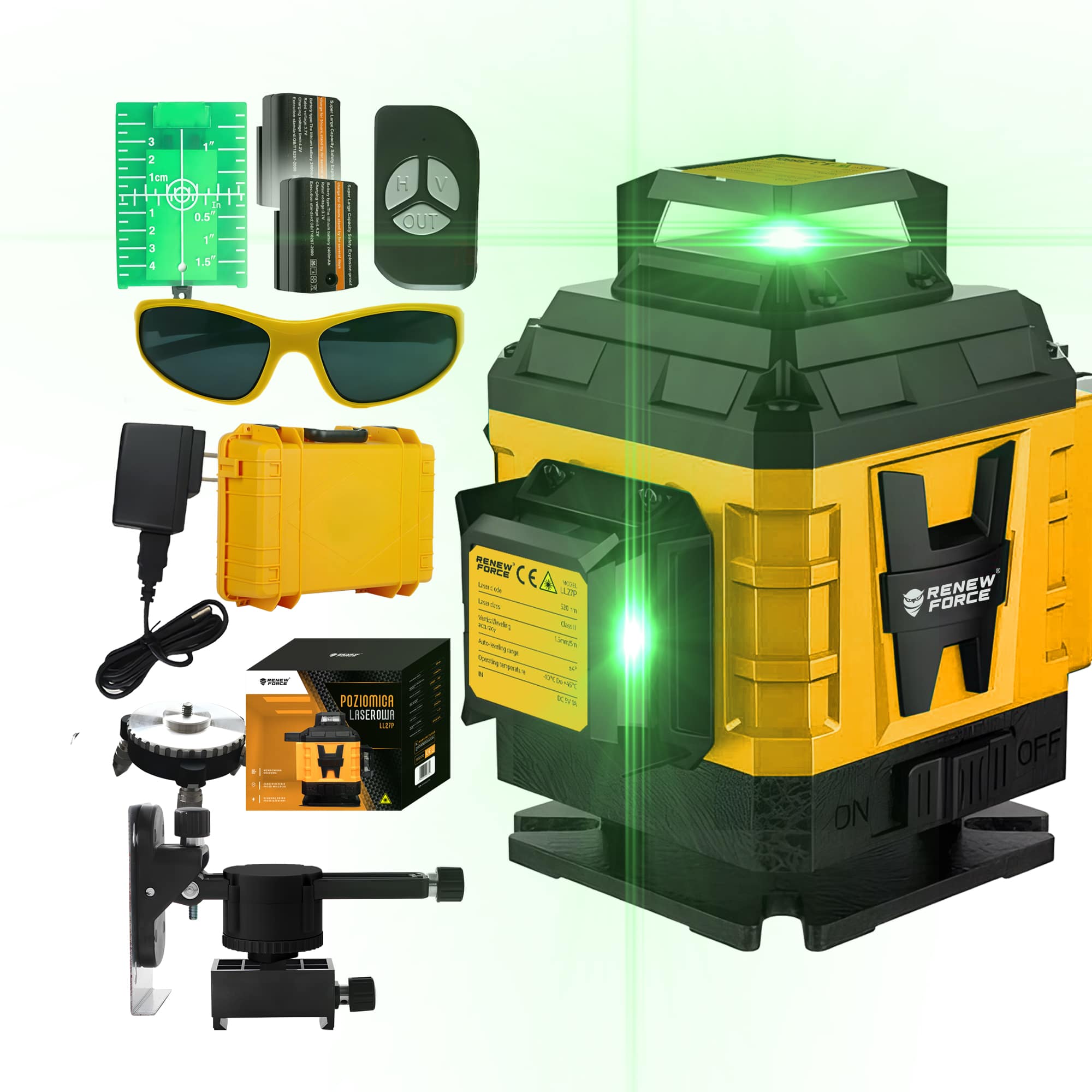 Poziomica Laserowa Płaszczyznowa Laser krzyżowy 4D 16 Linii Renew Force LL27P