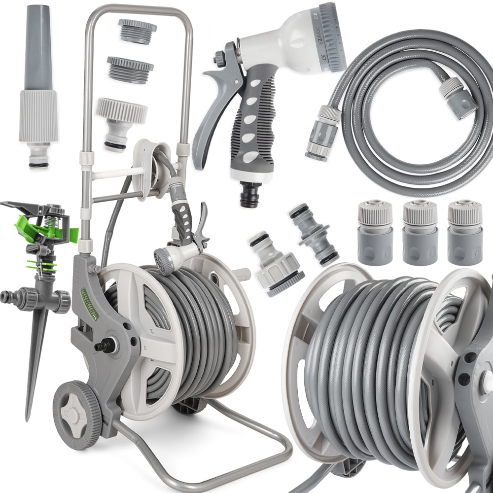 Wózek Wąż Ogrodowy 50m 1/2" + Zraszacz + Pistolet