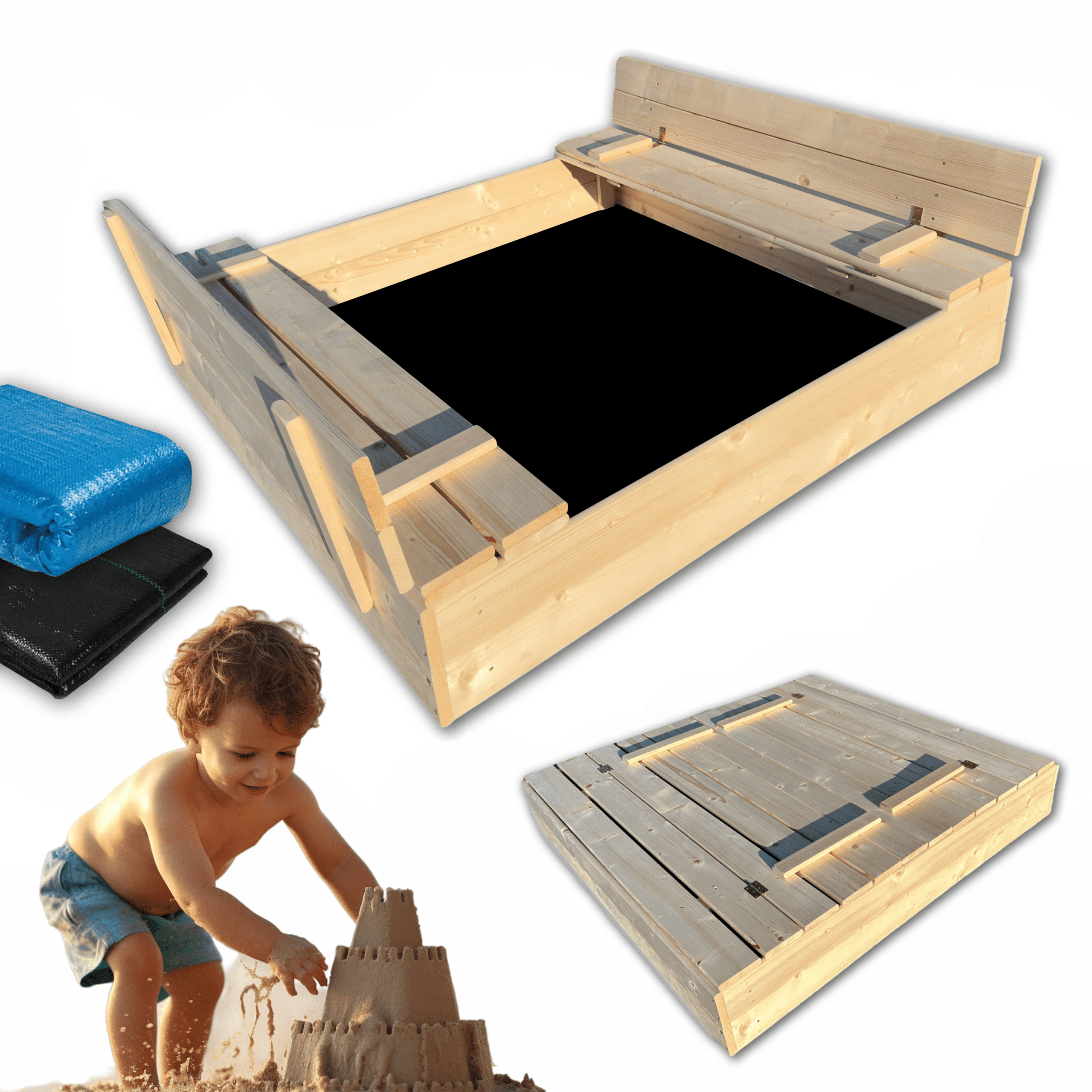 Piaskownica Drewniana Zamykana 150x150cm