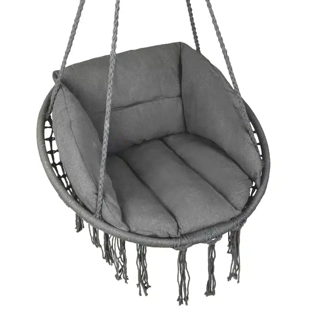 Fotel Wiszący Huśtawka Bocianie Gniazdo BOHO Grafit + 2x Poduszka - obrazek 2