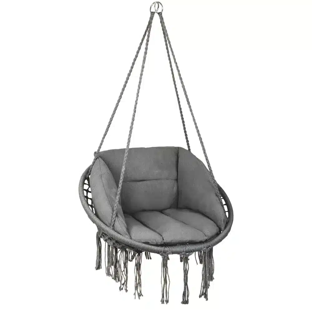 Fotel Wiszący Huśtawka Bocianie Gniazdo BOHO Grafit + 2x Poduszka - obrazek 3