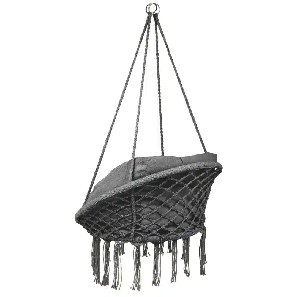 Fotel Wiszący Huśtawka Bocianie Gniazdo BOHO Grafit + 2x Poduszka - obrazek 5