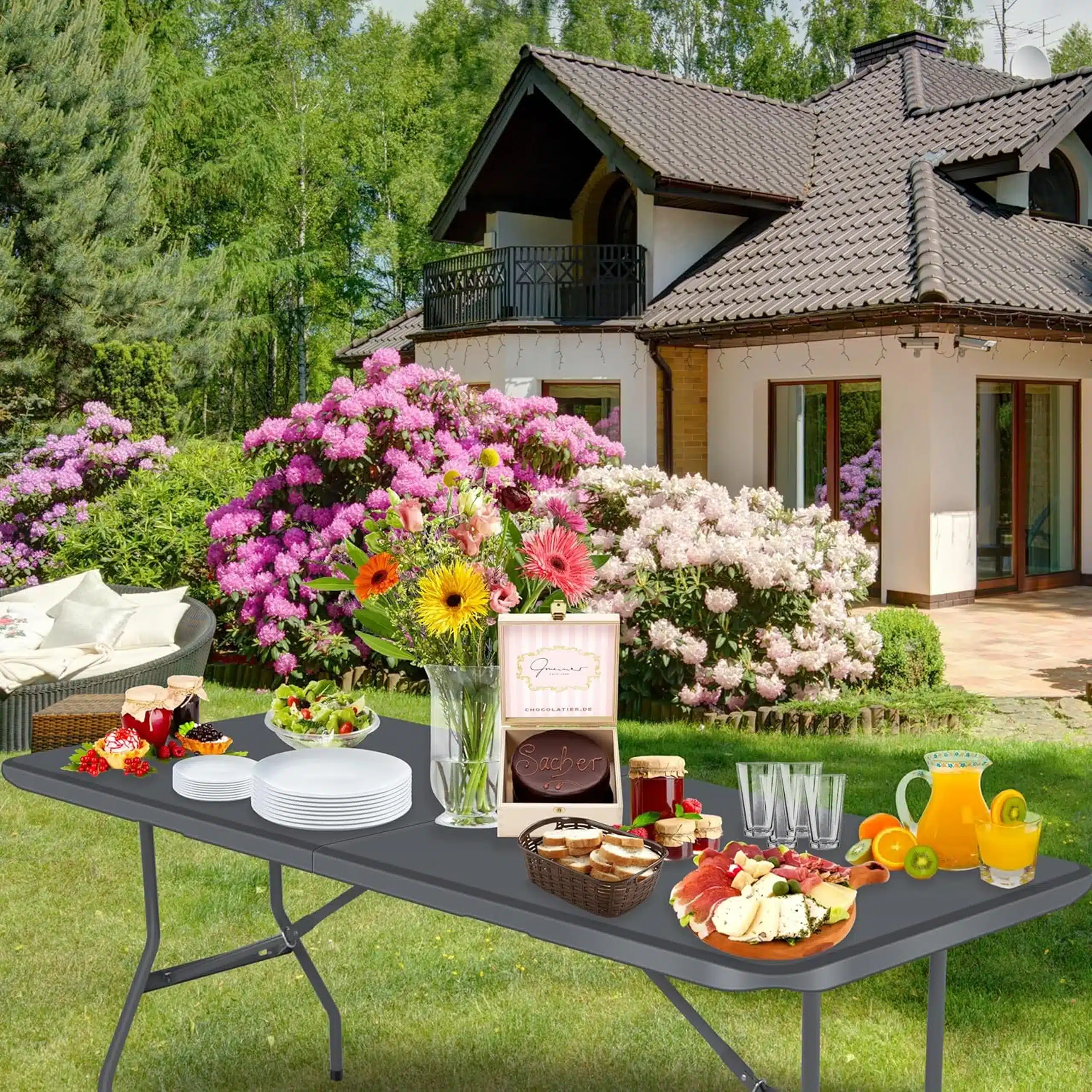 Stół Cateringowy Ogrodowy Bankietowy Walizka Składany Duży 180x74x70cm - obrazek 11