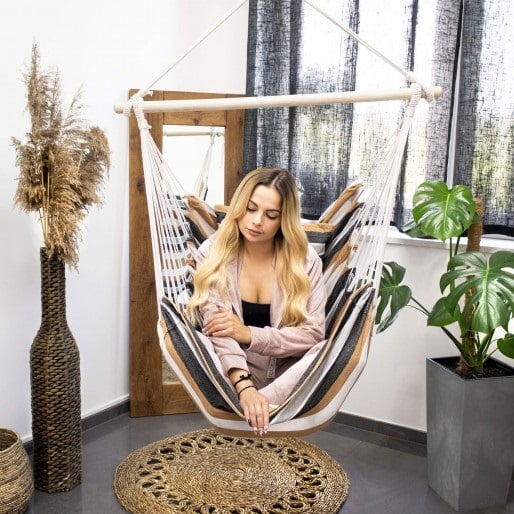 Fotel Wiszący Krzesło Brazylijskie Huśtawka Brązowy - obrazek 5