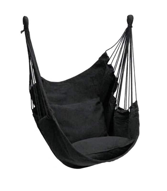 Fotel Wiszący Krzesło Brazylijskie Huśtawka Czarny + 2x Poduszka - obrazek 4