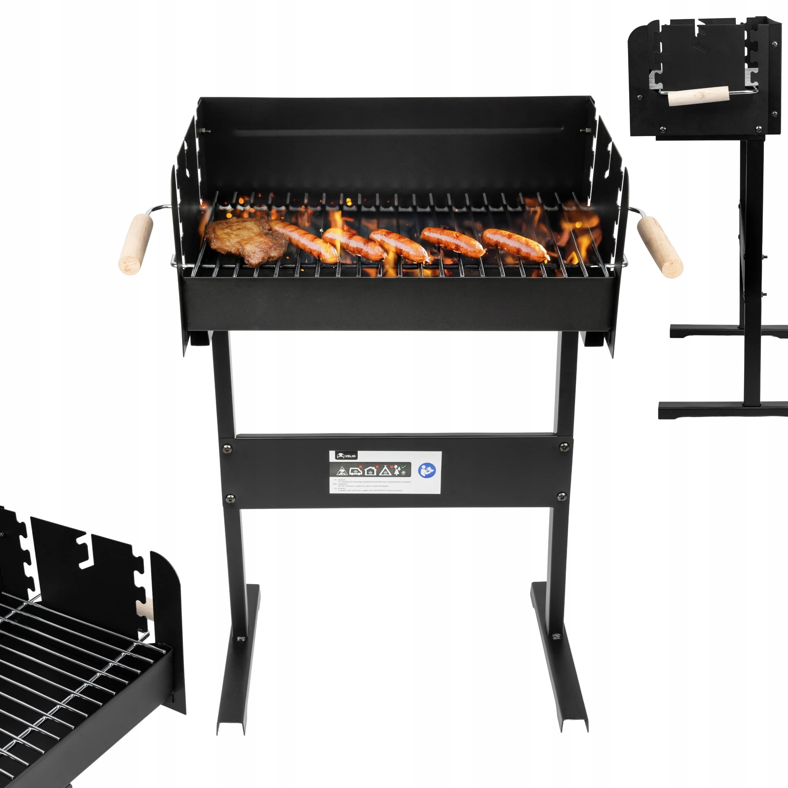 Grill Węglowy Ogrodowy Ruszt Chromowany Velio Logi