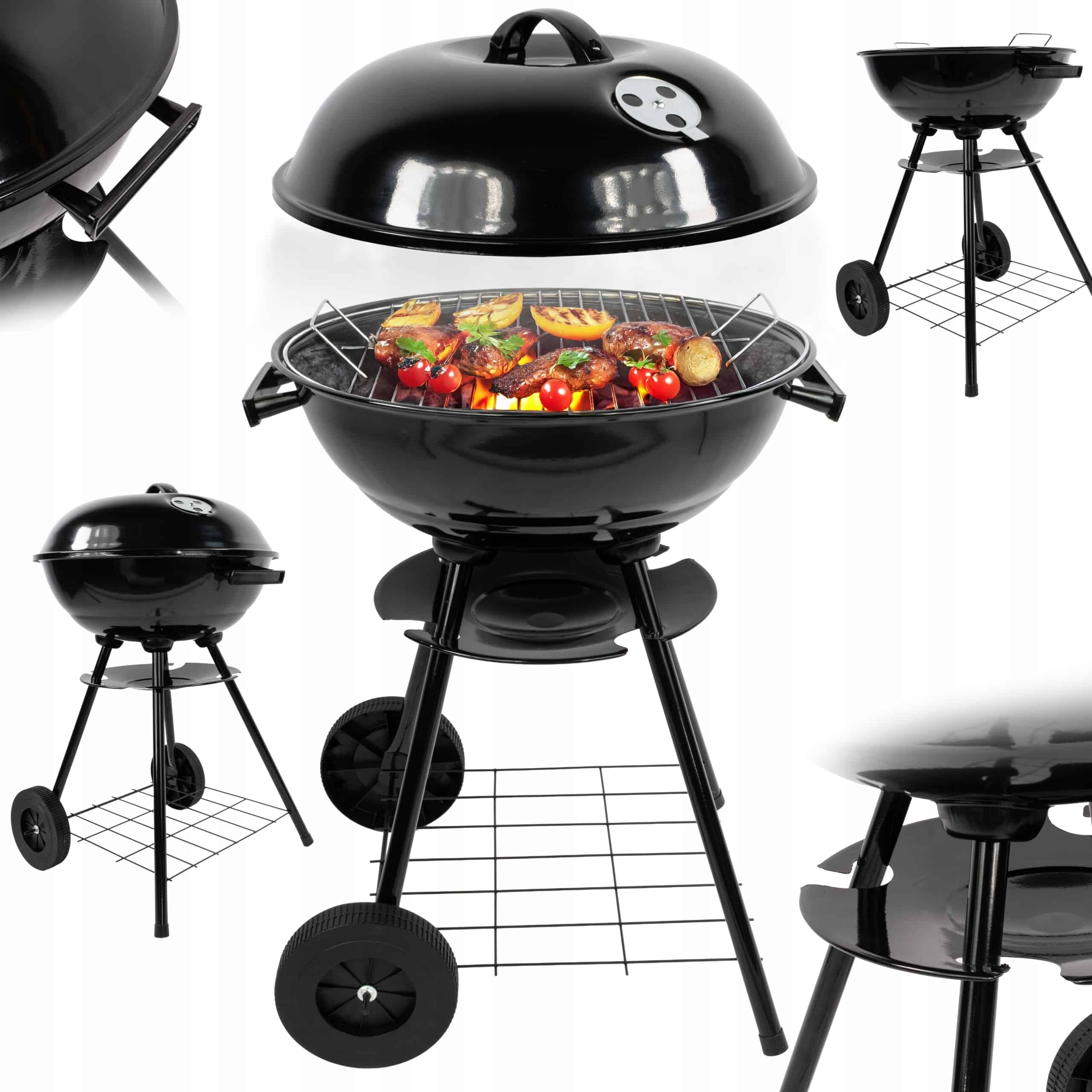 Grill Węglowy Ogrodowy Pokrywa Ruszt Chromowany Velio Brigid