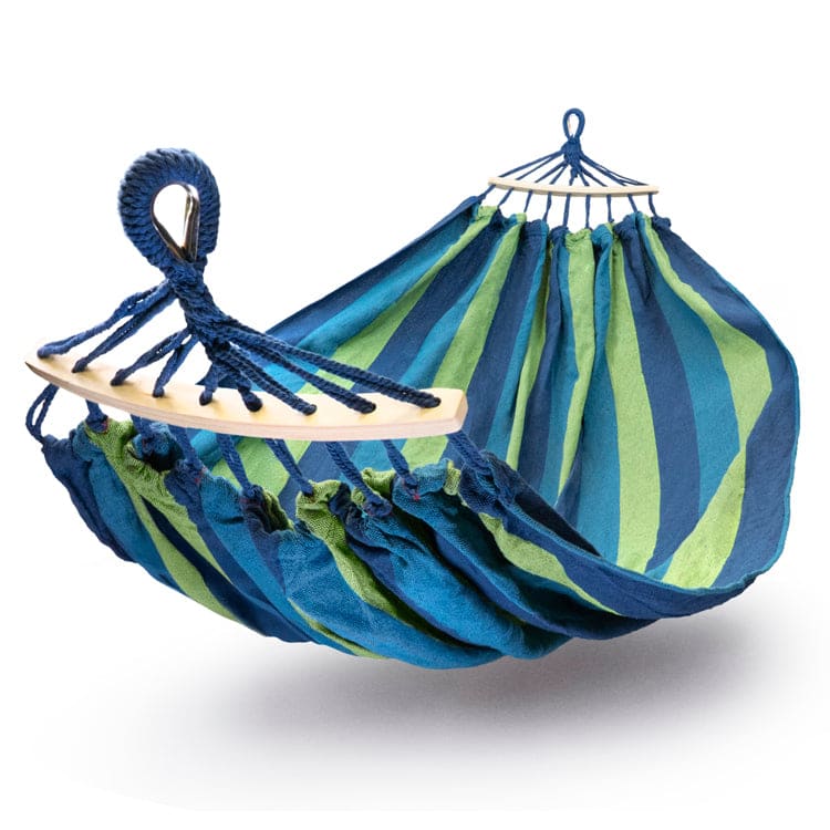 Hamak Ogrodowy Dwuosobowy z Poprzeczką Niebieski 250x155cm + Poduszka - obrazek 5