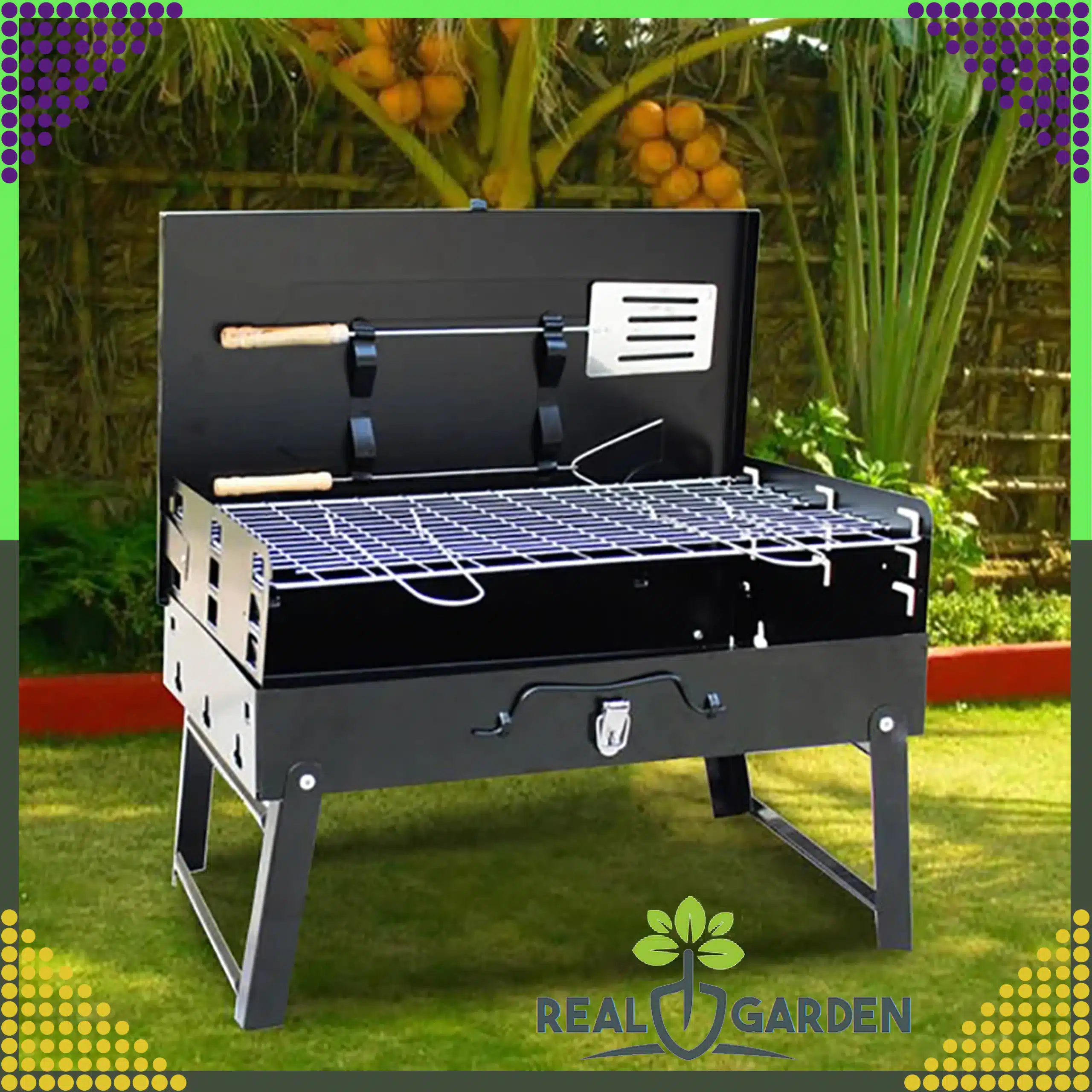 Grill Ogrodowy Turystyczny Składany Przenośny Walizka Kemping + Sztućce - obrazek 8