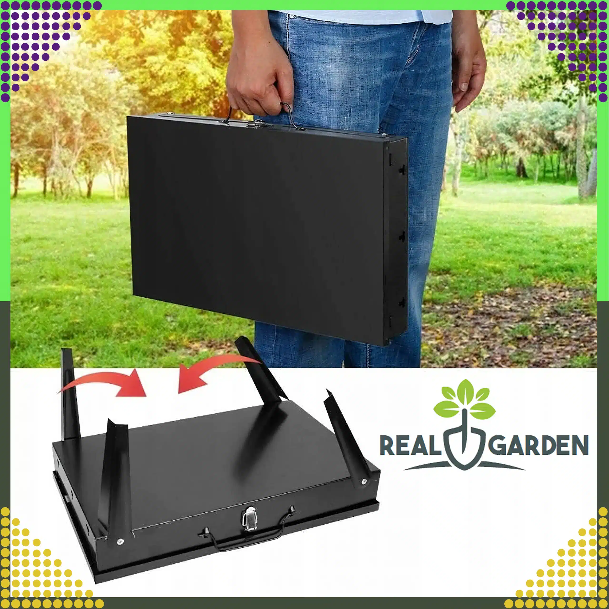 Grill Ogrodowy Turystyczny Składany Przenośny Walizka Kemping + Sztućce - obrazek 15