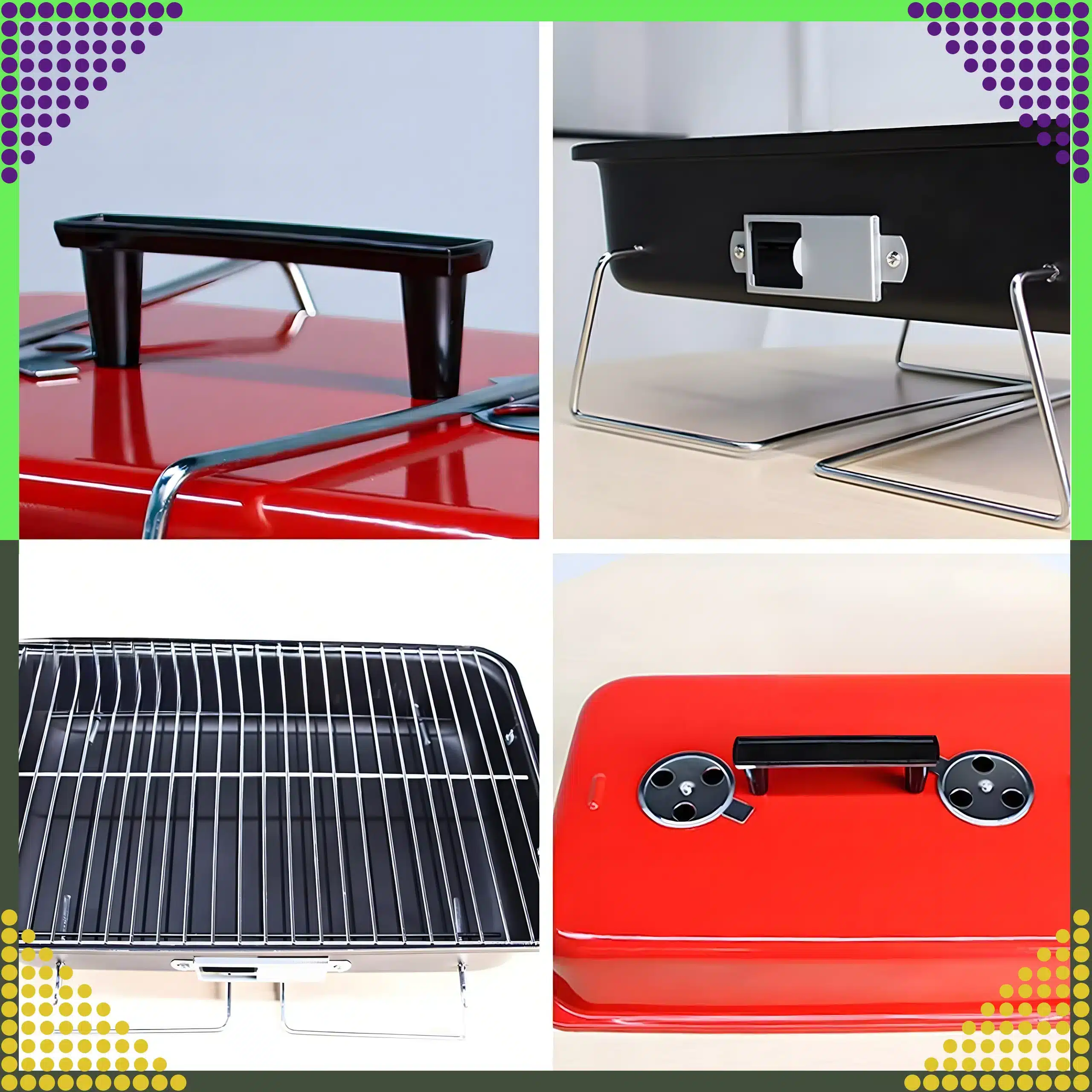 Składany Grill Kempingowy Turystyczny Ogrodowy Przenośny z Pokrywką Solidny - obrazek 8