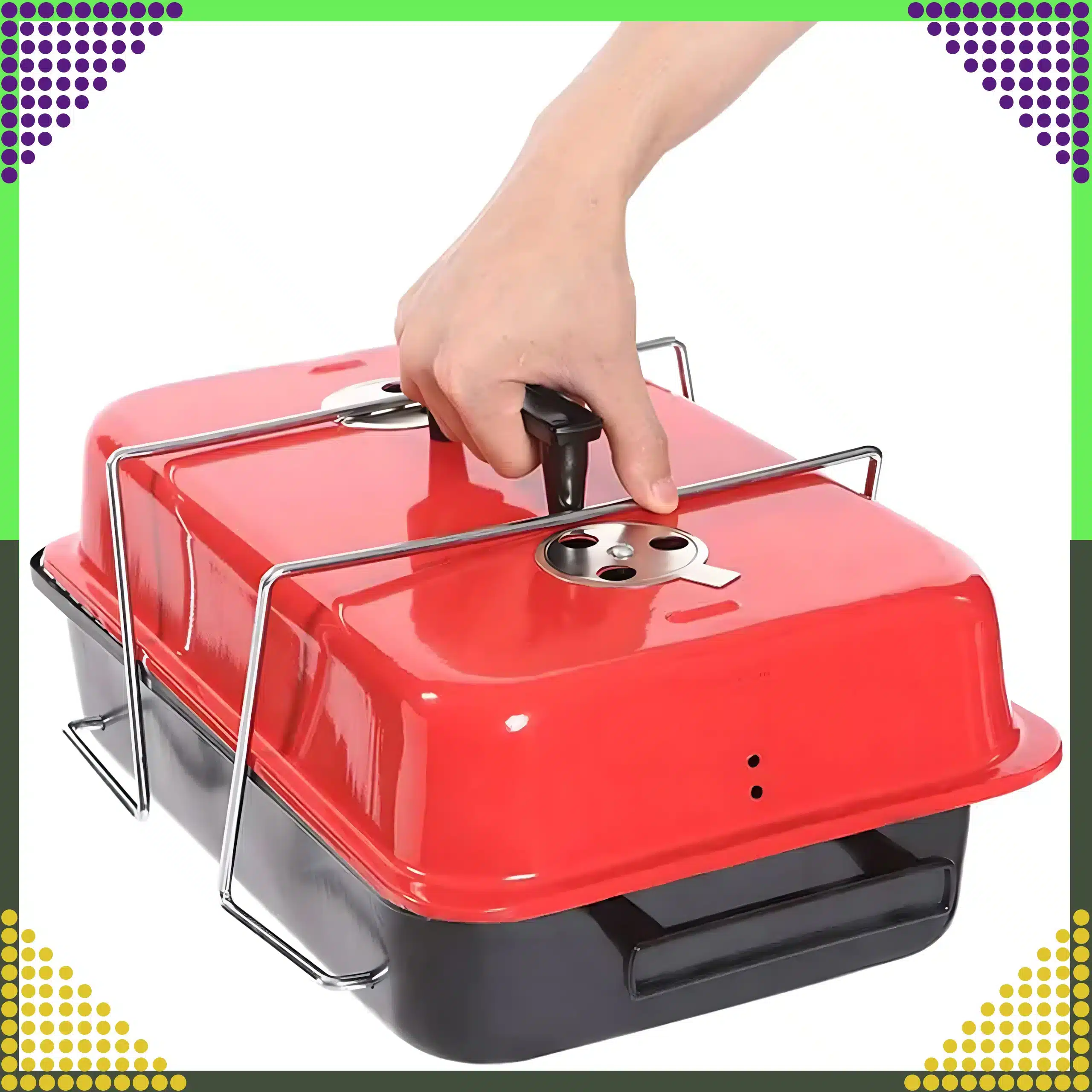 Składany Grill Kempingowy Turystyczny Ogrodowy Przenośny z Pokrywką Solidny - obrazek 5