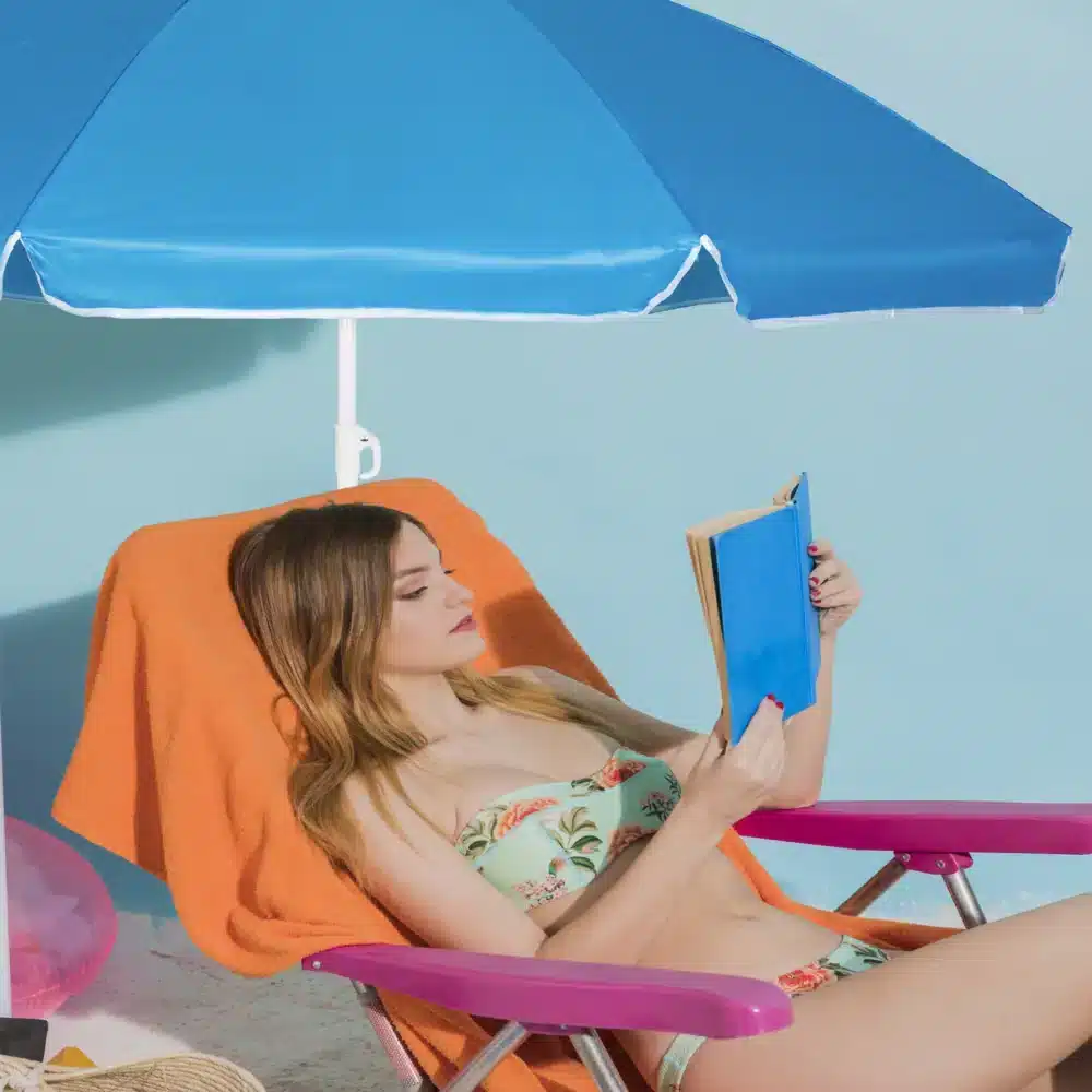 Parasol Plażowy Łamany Wbijany Niebieski 200cm - obrazek 7