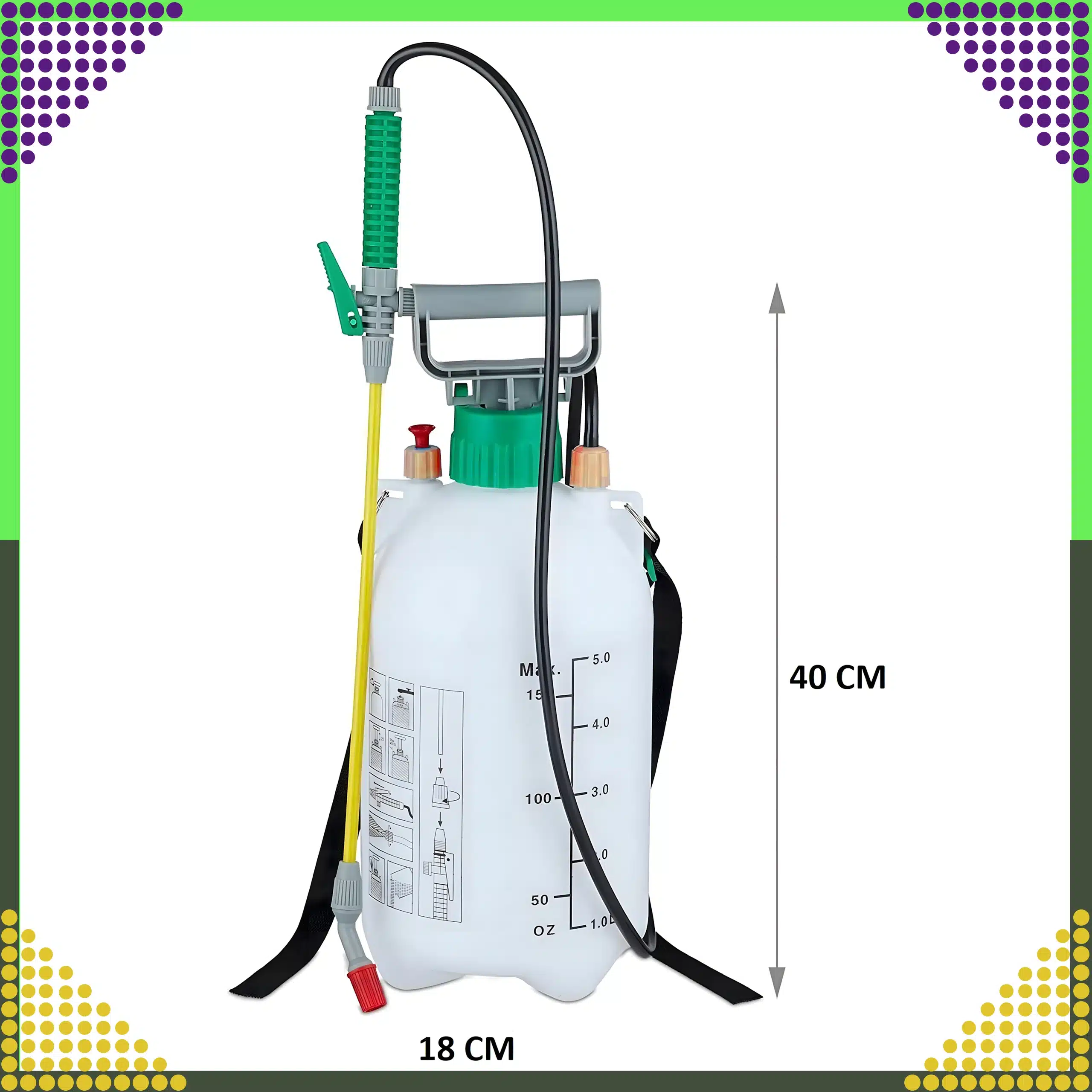 Opryskiwacz Ciśnieniowy Ogrodowy Ręczny Na Ramię 5L - obrazek 5
