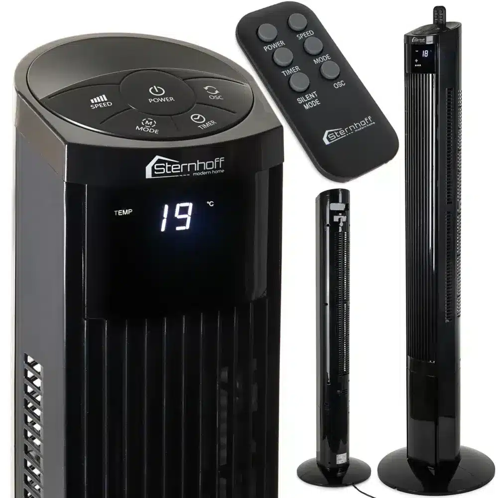 Wentylator Kolumnowy Wiatrak Stojący Obrotowy Czarny Pilot 120W