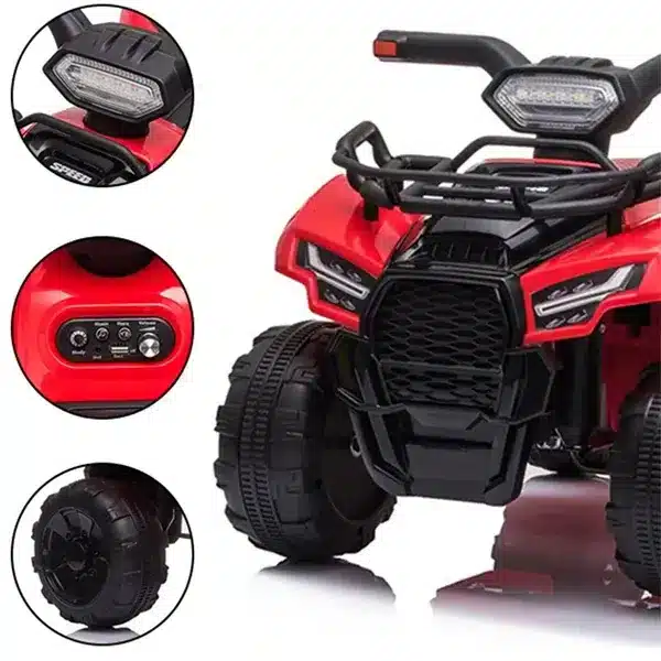 Quad Na Akumulator Dla Dzieci Klakson LED Mp3 Czerwony - obrazek 4
