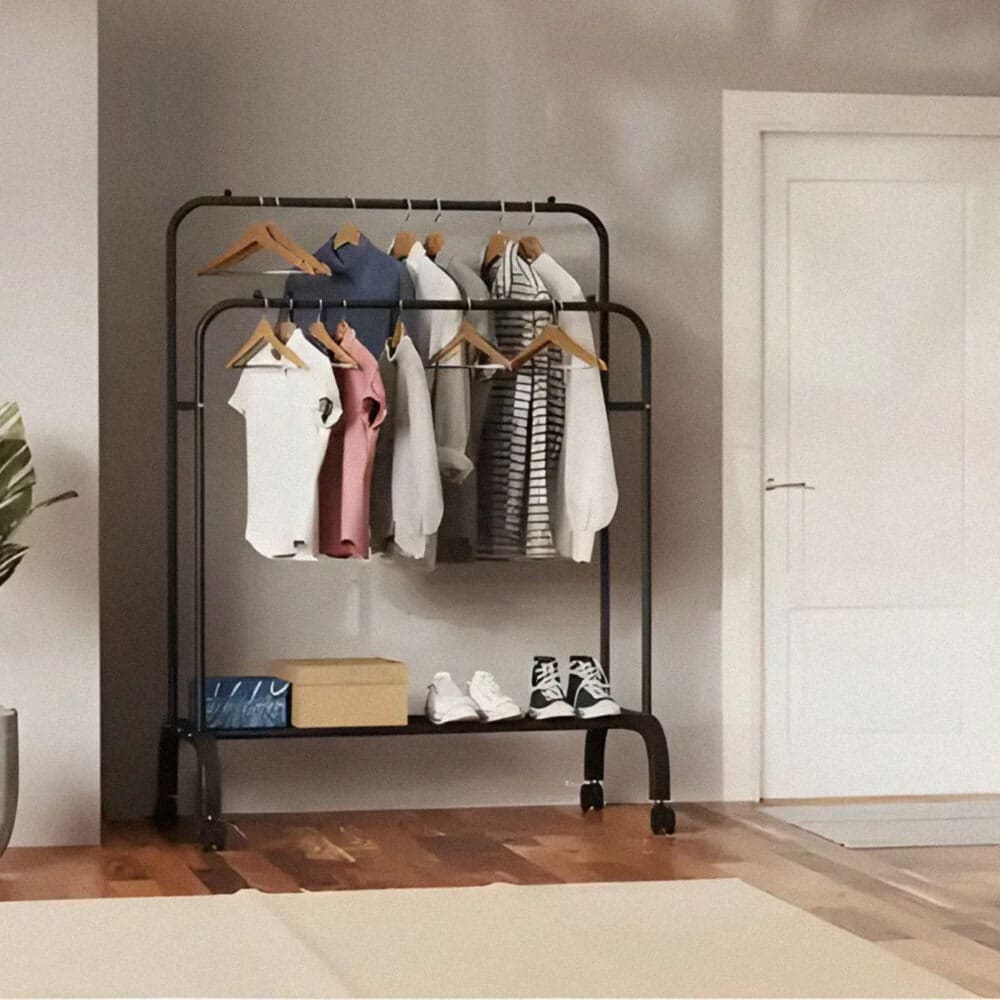 Wieszak Na Ubrania Stojący Podwójny Podłogowy 150x110cm - obrazek 3