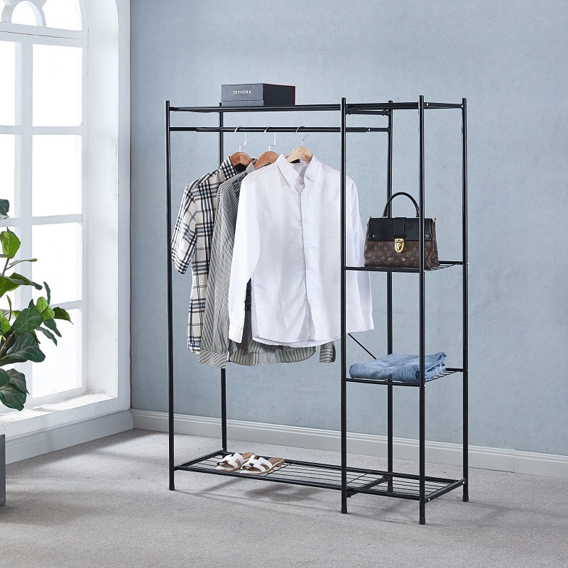 Wieszak Na Ubrania Stojący Podłogowy Regał Półki 150x110cm - obrazek 3