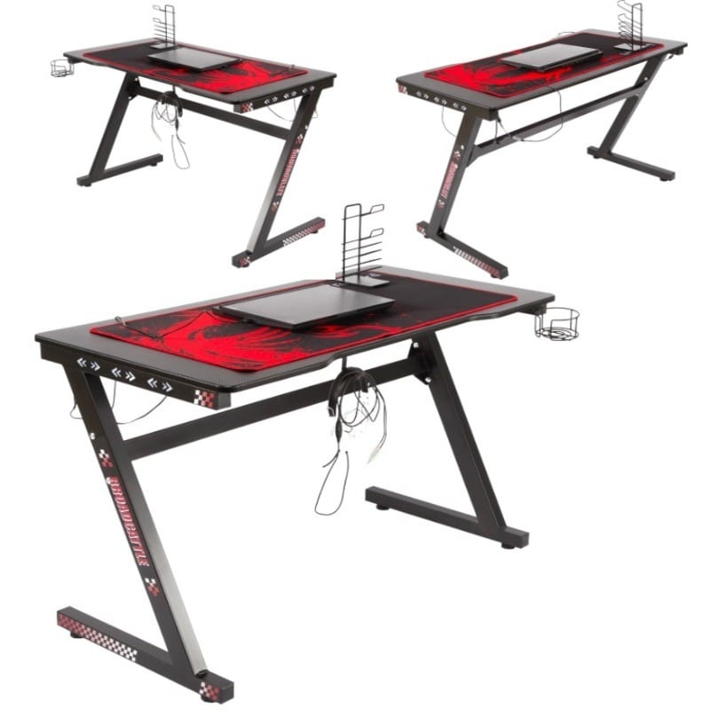 Biurko Gamingowe Komputerowe Dla Gracza LED RGB 120x66cm