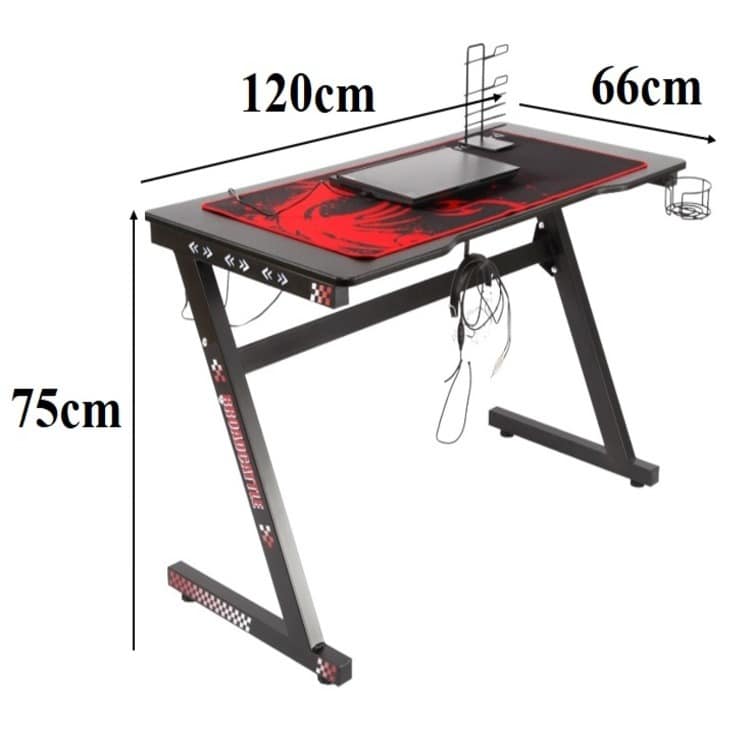 Biurko Gamingowe Komputerowe Dla Gracza LED RGB 120x66cm - obrazek 4