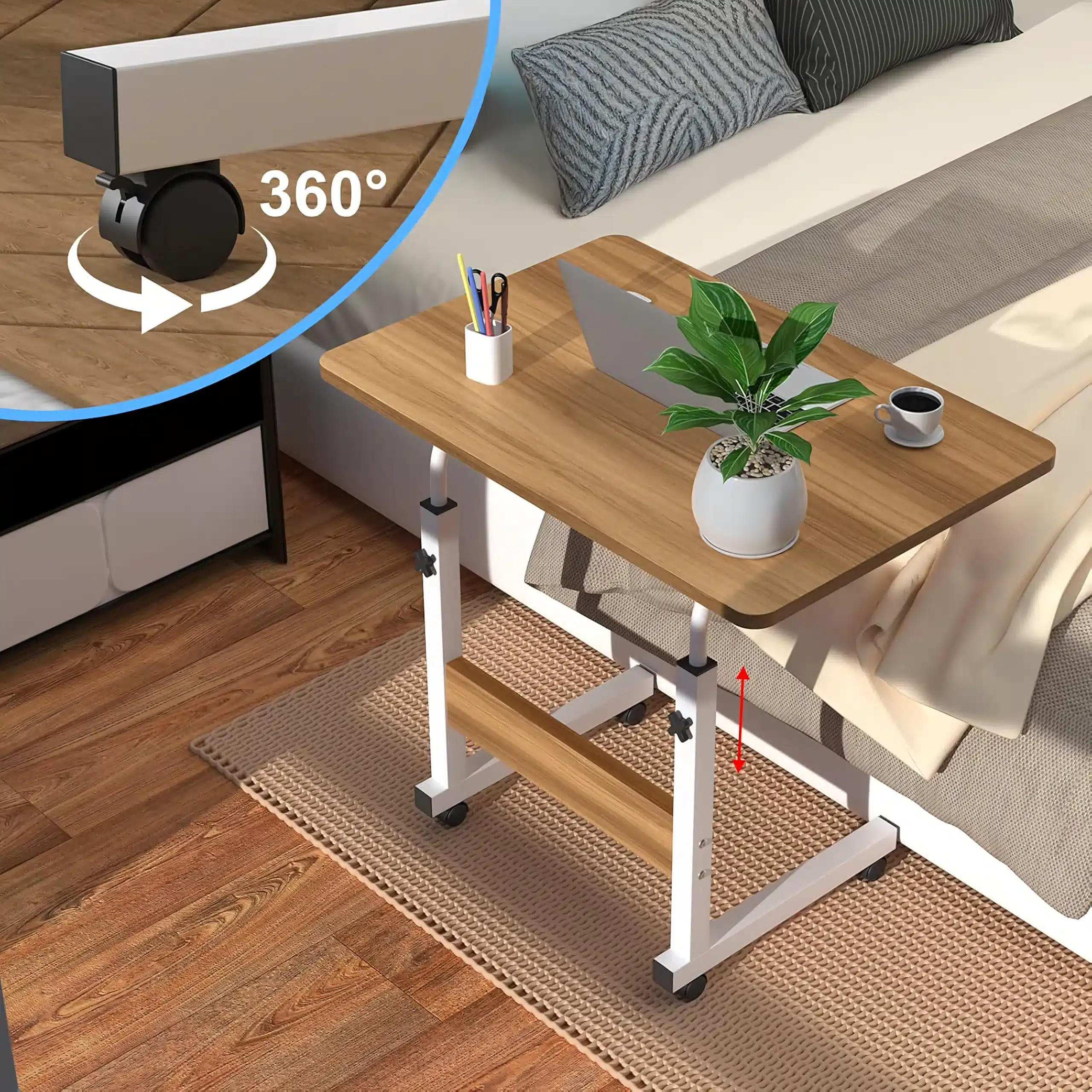 Stolik Biurko Pod Laptopa Na Kółkach z Regulacją Wysokości - obrazek 4