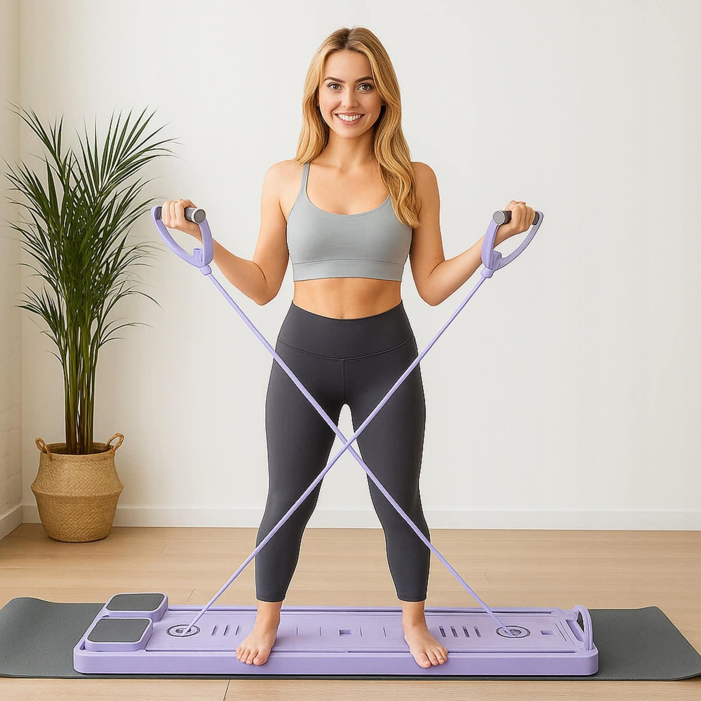 Deska Do Pilatesu Ćwiczenia Jogi Wielofunkcyjna z Licznikiem Fioletowa - obrazek 10