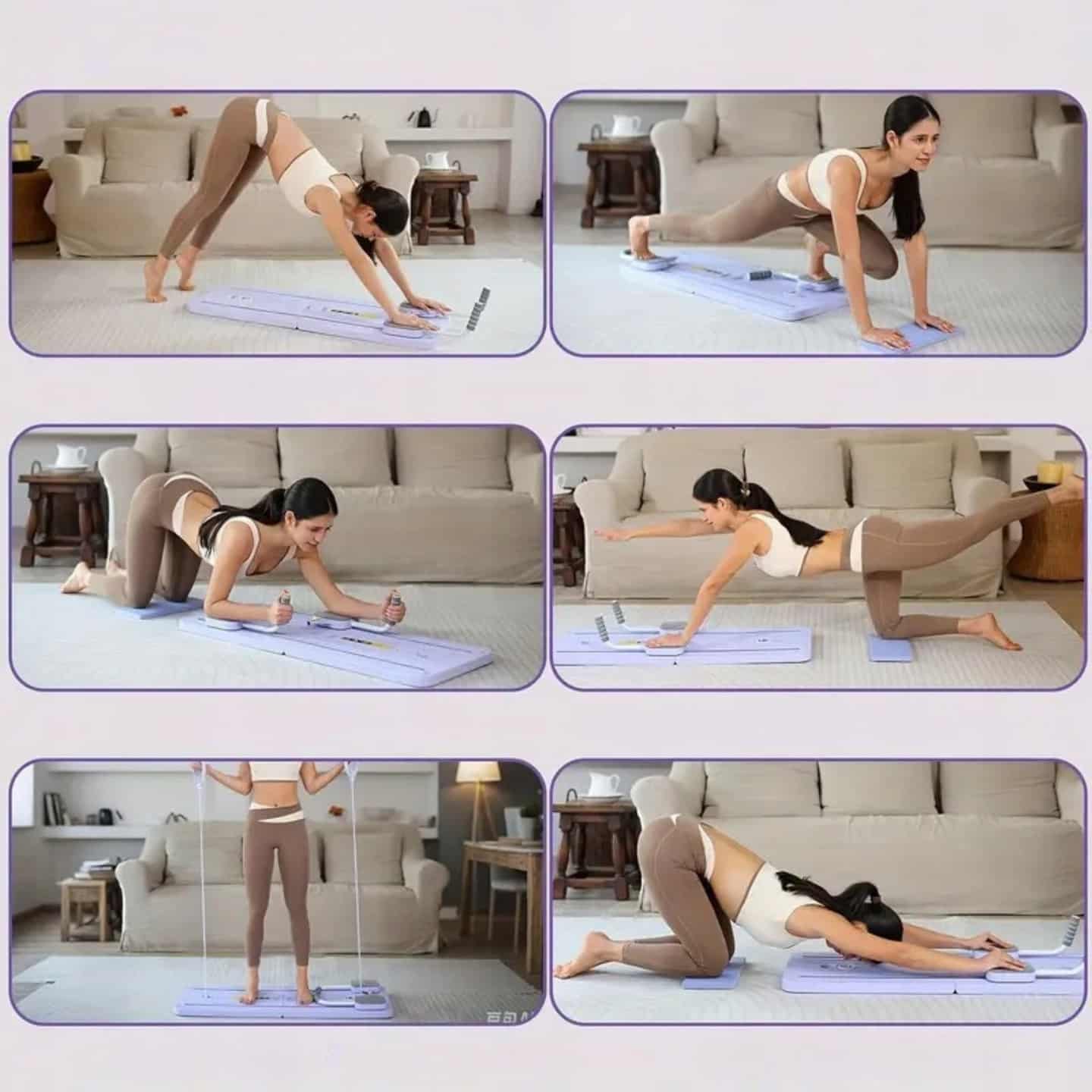 Deska Do Pilatesu Ćwiczenia Jogi Wielofunkcyjna z Licznikiem Fioletowa - obrazek 8