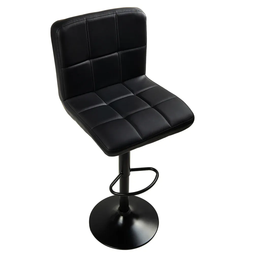 Hoker Barowy Kuchenny Obrotowy Regulowany Skórzany Czarny - obrazek 3