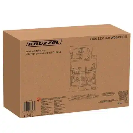 Domek Drewniany Dla Lalek Willa z Basenem Różowy LED 90cm + Mebelki - obrazek 19