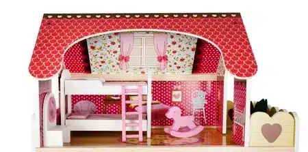 Domek Drewniany Dla Lalek Willa z Basenem Różowy LED 90cm + Mebelki - obrazek 11