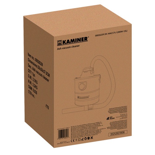 Odkurzacz Przemysłowy Do Kominka Popiołu Gruzu Kaminer 15L 1200W - obrazek 18