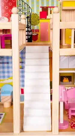 Domek Drewniany Dla Lalek Willa z Basenem Różowy LED 90cm + Mebelki - obrazek 12