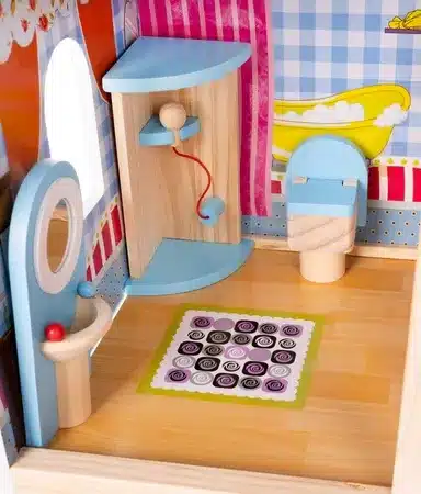 Domek Drewniany Dla Lalek Willa z Basenem Różowy LED 90cm + Mebelki - obrazek 17