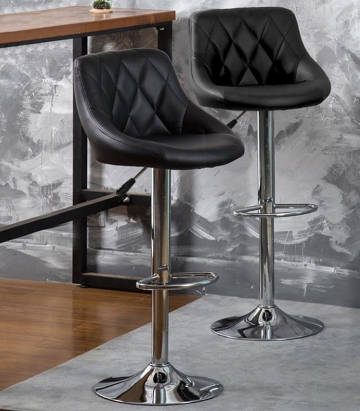 Hoker Barowy Kuchenny Obrotowy Regulowany Skórzany Czarny - obrazek 5