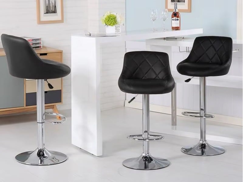 Hoker Barowy Kuchenny Obrotowy Regulowany Skórzany Czarny - obrazek 6