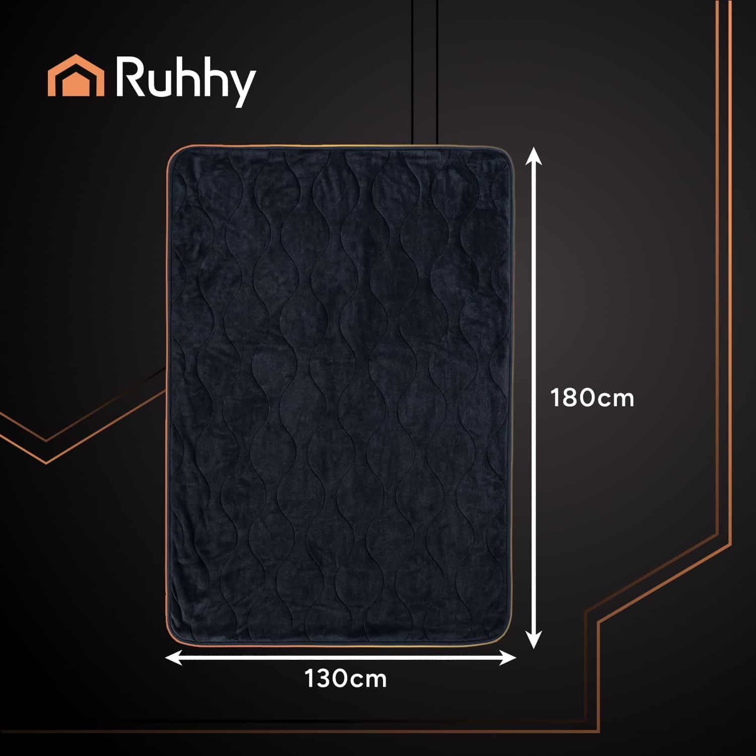 Koc Elektryczny Grzewczy Dwuosobowy Pilot Czarny Ruhhy 180x130cm - obrazek 3