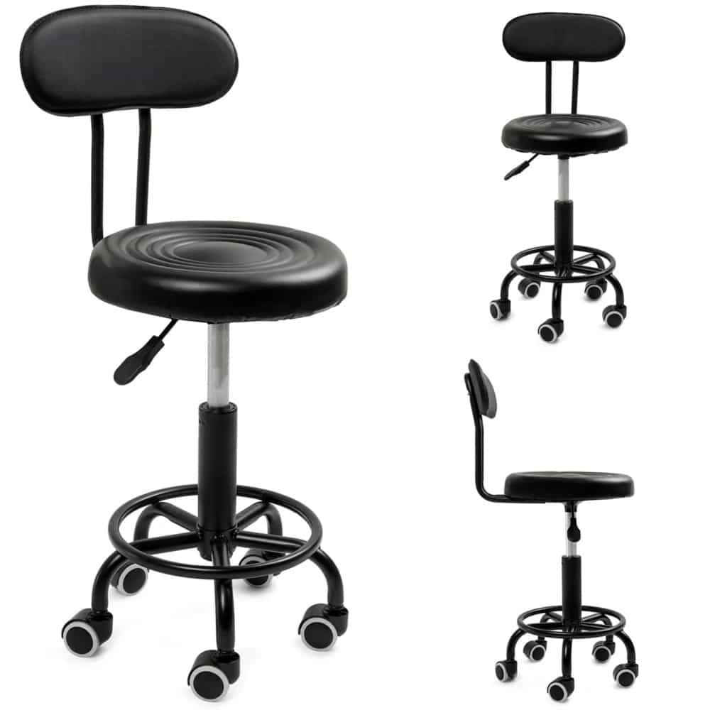 Hoker Barowy Stołek Fryzjerski Kosmetyczny Obrotowy Czarny