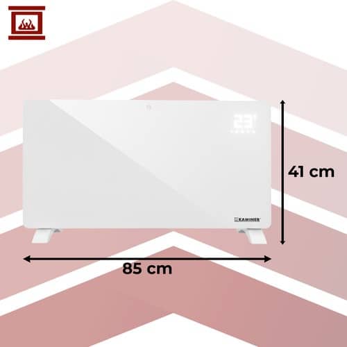 Grzejnik Elektryczny Konwektorowy Szklany WiFi Pilot Biały Kaminer 2500W - obrazek 10