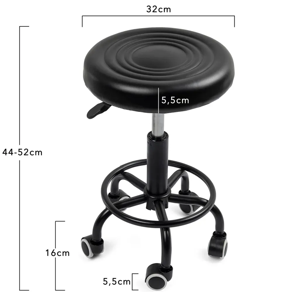 Hoker Barowy Stołek Fryzjerski Kosmetyczny Obrotowy Czarny - obrazek 4