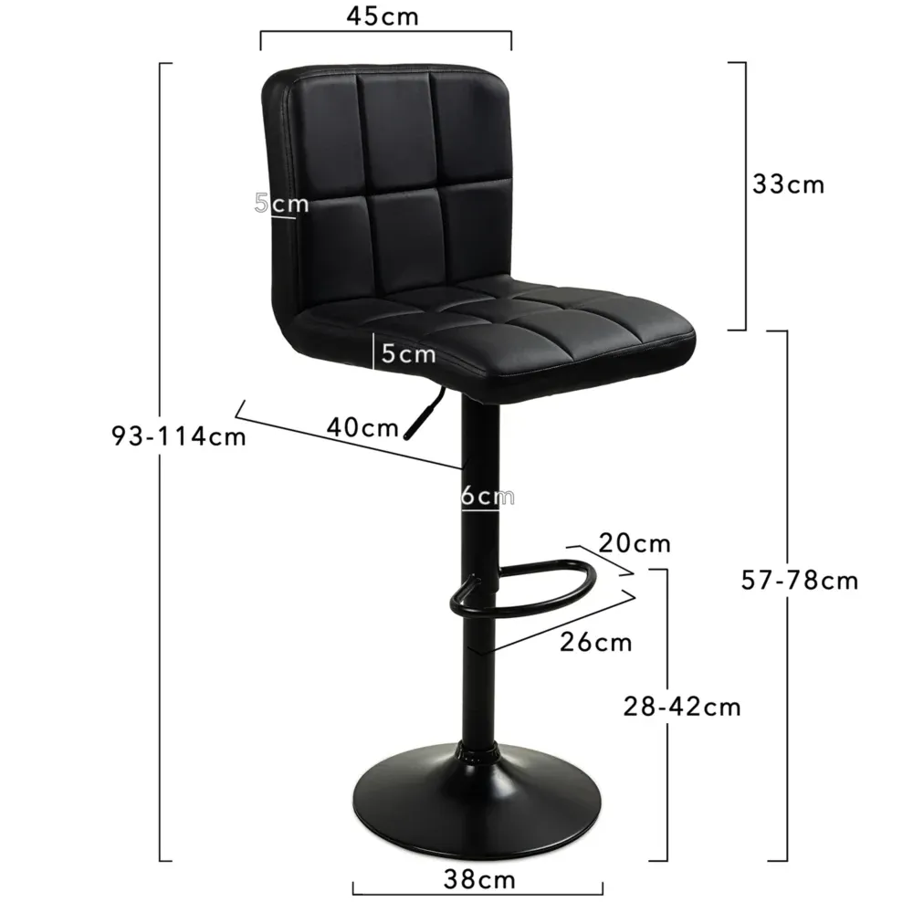 Hoker Barowy Kuchenny Obrotowy Regulowany Skórzany Czarny - obrazek 7